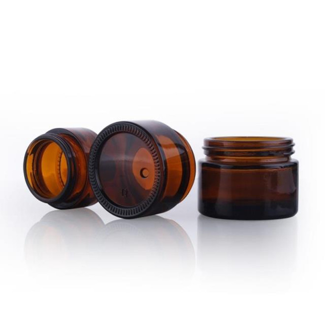 20g 30g 50g 60g amber cream glass jar for glass cosmetic jar with black lid