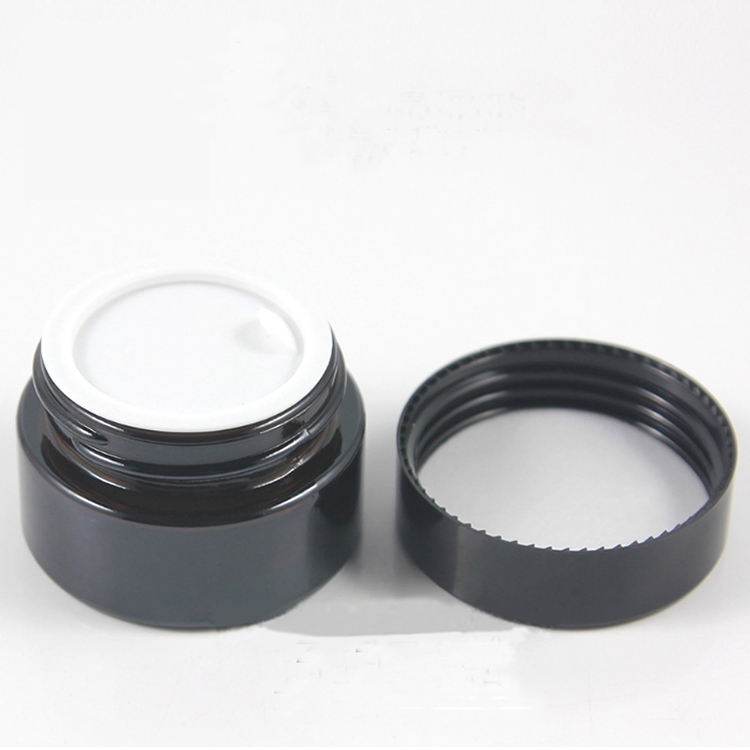 20g 30g 50g 60g amber cream glass jar for glass cosmetic jar with black lid