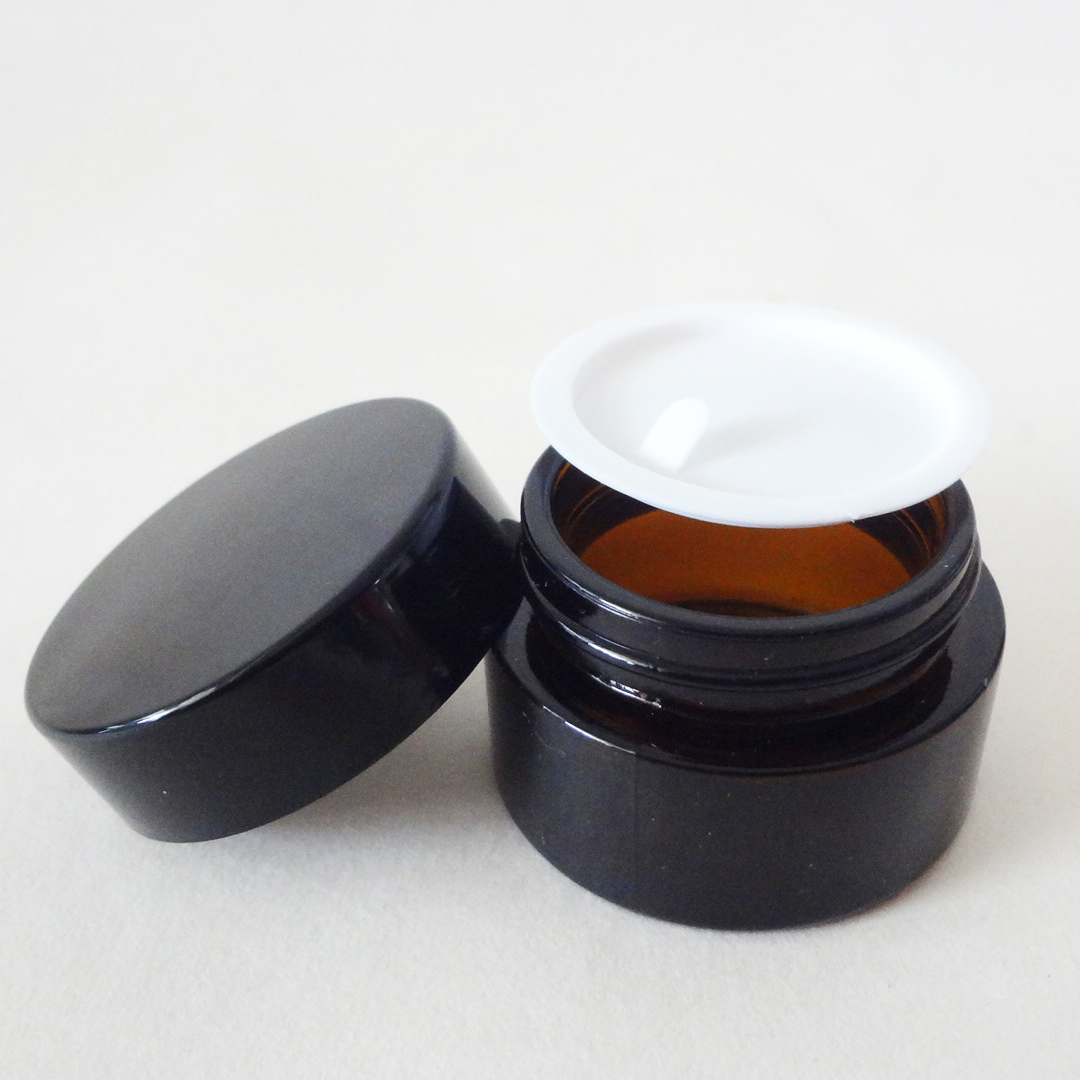 20g 30g 50g 60g amber cream glass jar for glass cosmetic jar with black lid