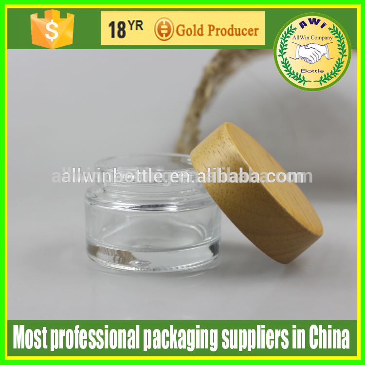 20g 30g 50g 60g white glass cream jar with bamboo screw lid