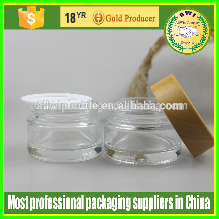 20g 30g 50g 60g white glass cream jar with bamboo screw lid