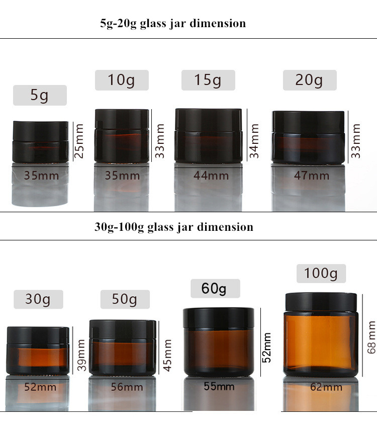 20g 30g 50g 60ml 50ml 30ml 20ml skin care brown cream oniment jar 2 oz glass cosmetic jars amber cosmetic glass jars