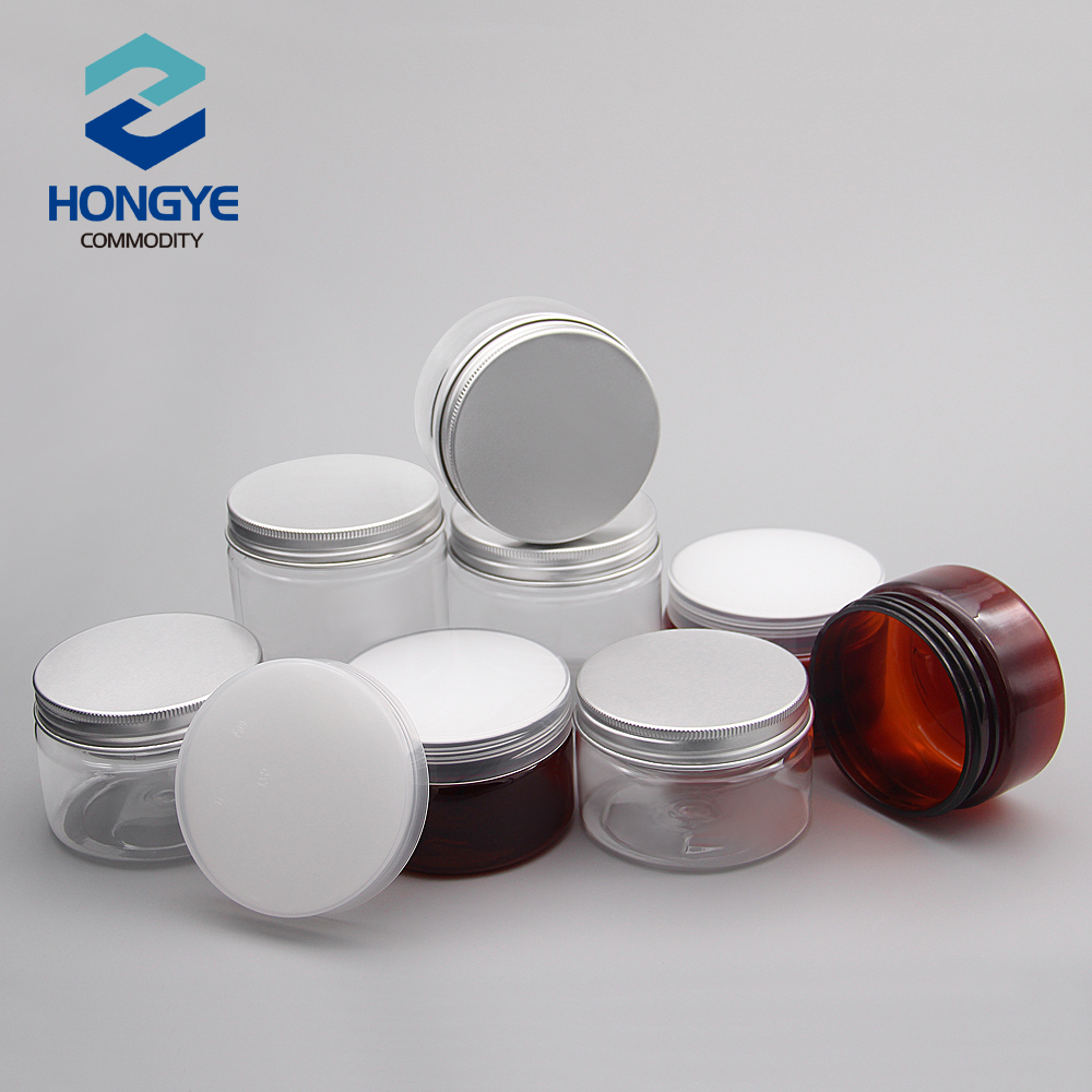 20g 30g 50g 80g 100g cosmetic packaging clear empty amber pet plastic cream jar with plastic lid