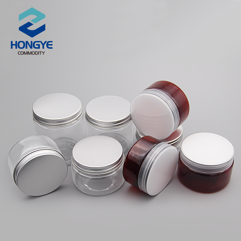 20g 30g 50g 80g 100g cosmetic packaging clear empty amber pet plastic cream jar with plastic lid