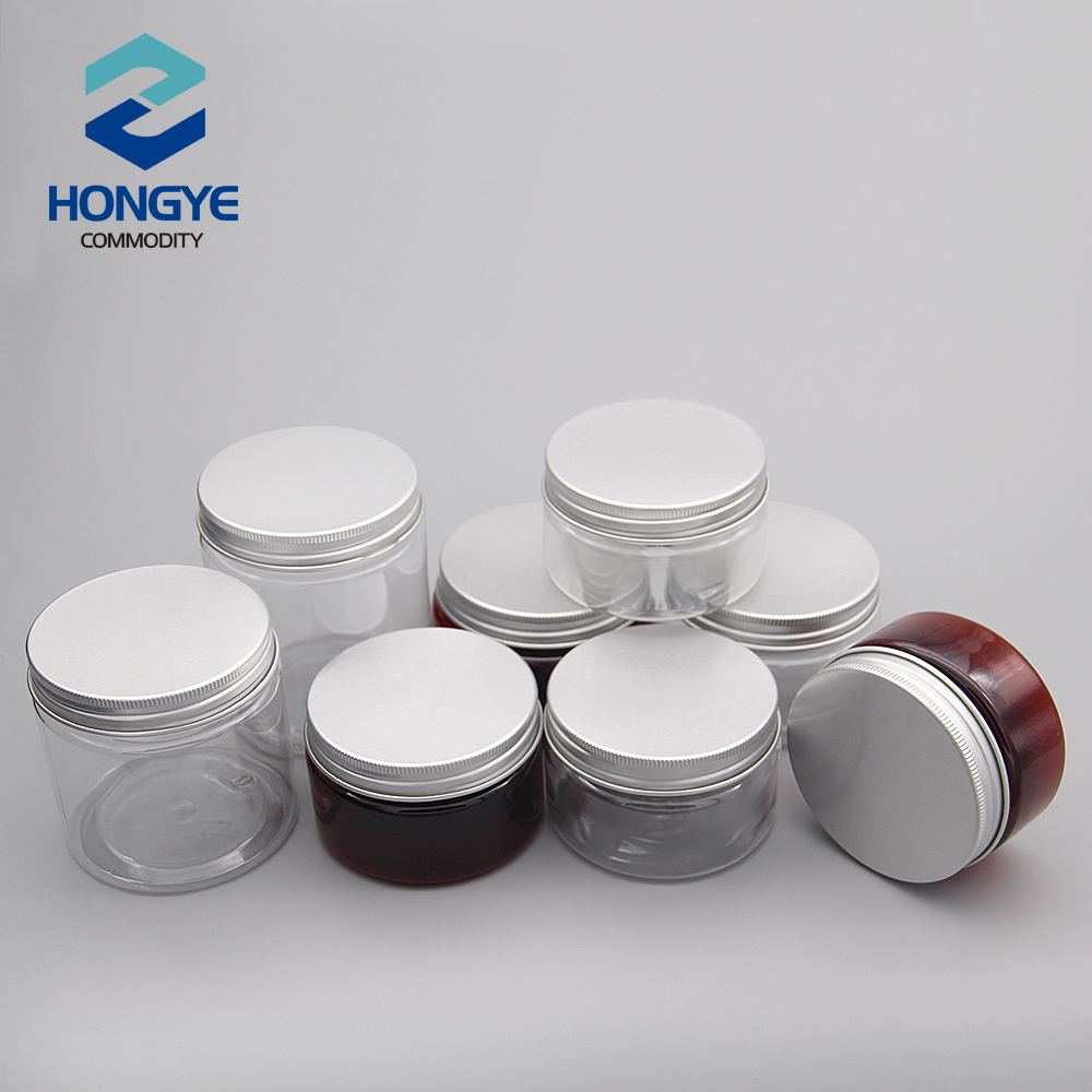 20g 30g 50g 80g 100g cosmetic packaging clear empty amber pet plastic cream jar with plastic lid