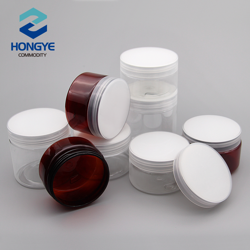 20g 30g 50g 80g 100g cosmetic packaging clear empty amber pet plastic cream jar with plastic lid