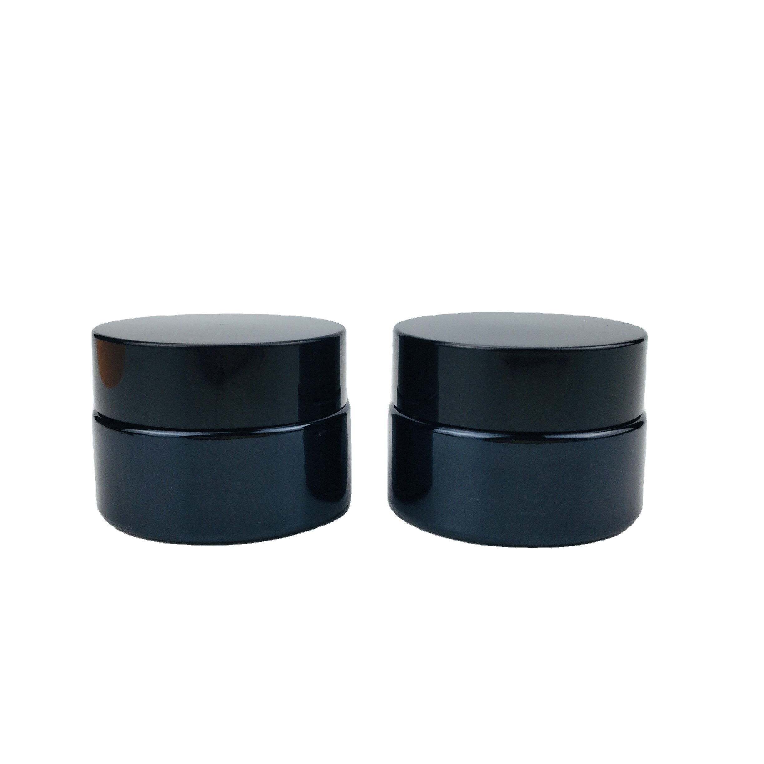 20g 30g 50g Amber Blue Black Green Glass Cosmetic Make-up Cream Jars Sample Container with Aluminum Black Lids
