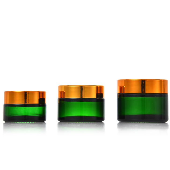 20g 30g 50g Amber Blue Black Green Glass Cosmetic Make-up Cream Jars Sample Container with Aluminum Black Lids
