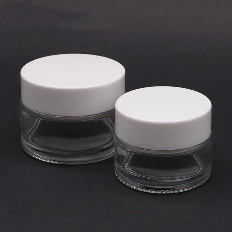 20g 30g 50g Amber Clear Frosted Cosmetic Face Eye Cream Glass Jar With Aluminum Cap