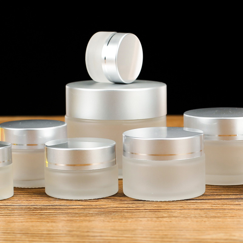 20g 30g 50g Amber Clear Frosted Cosmetic Face Eye Cream Glass Jar With Aluminum Cap