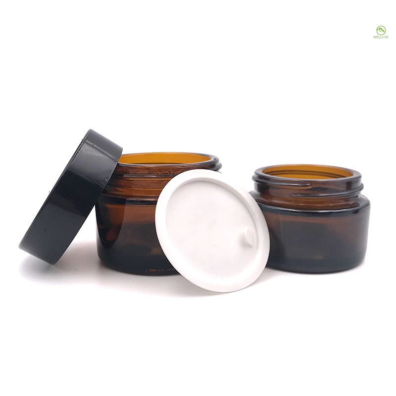 20g 30g 50g Amber Glass Jar Bouteilles Contenants Flacons de creme 60ml glass cream jar