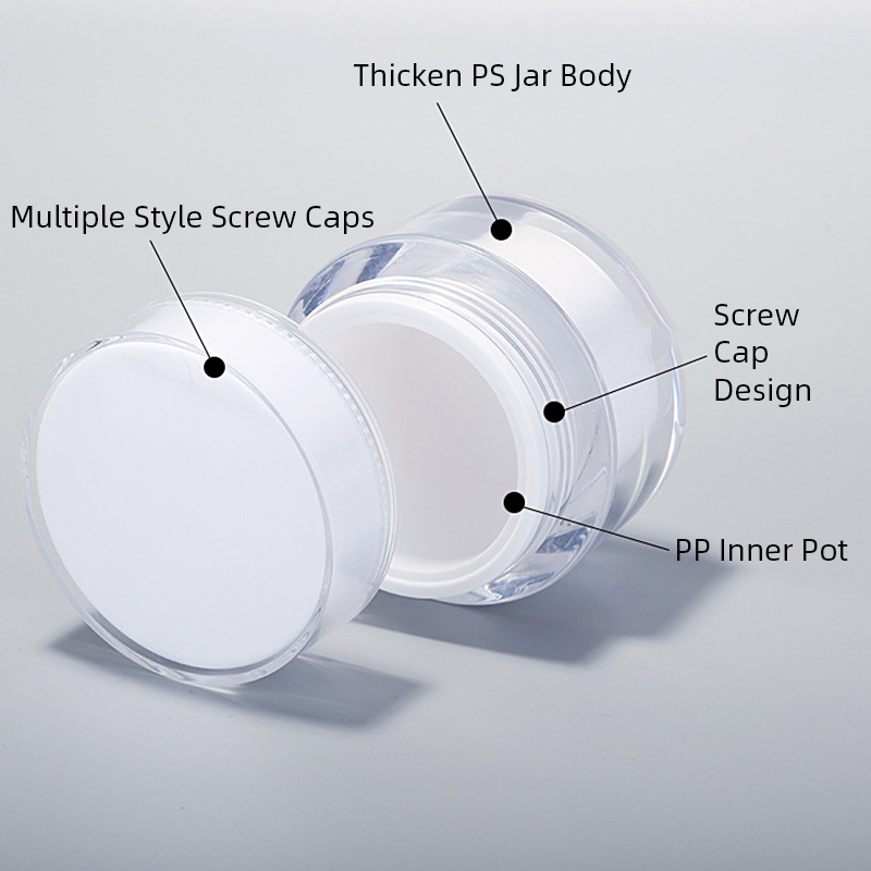 20g 30g 50g Clear Double Wall Cosmetic Jar Packaging Jar PS Eye Cream Facial Cream Container