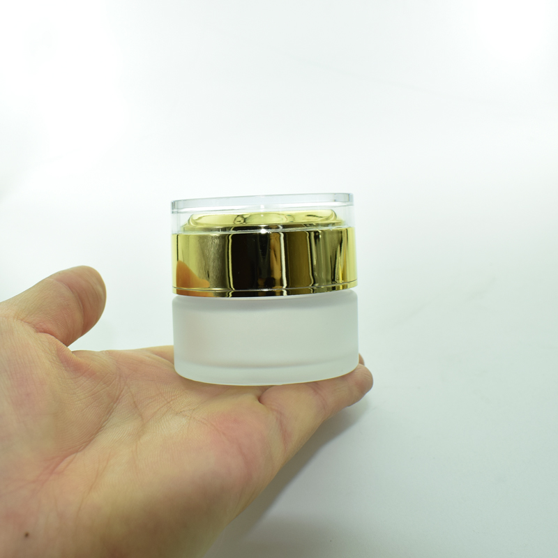 20g 30g 50g Clear Frosted Cosmetic Face Cream Emulsion Lotion Glass Bottle Jar With Acrylic ABS Cap for Skin Care Packaging