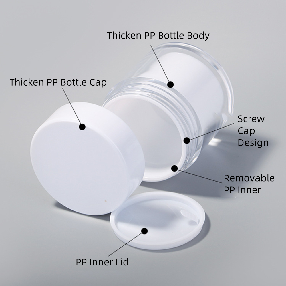 20g 30g 50g Double Layer Plastic White Makeup Cream Jar 20ml 30ml 50ml Empty Cosmetic Container for Cream Packaging