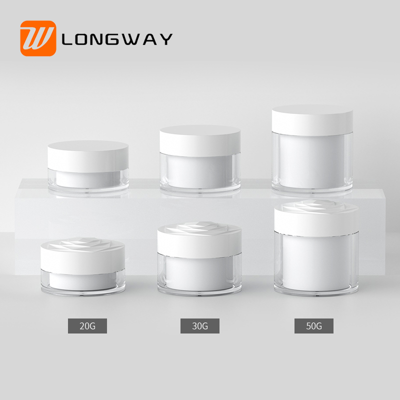 20g 30g 50g Empty unique luxurious cosmetic plastic wide mouth cream jar with white lid for body butter container comestic 50ml