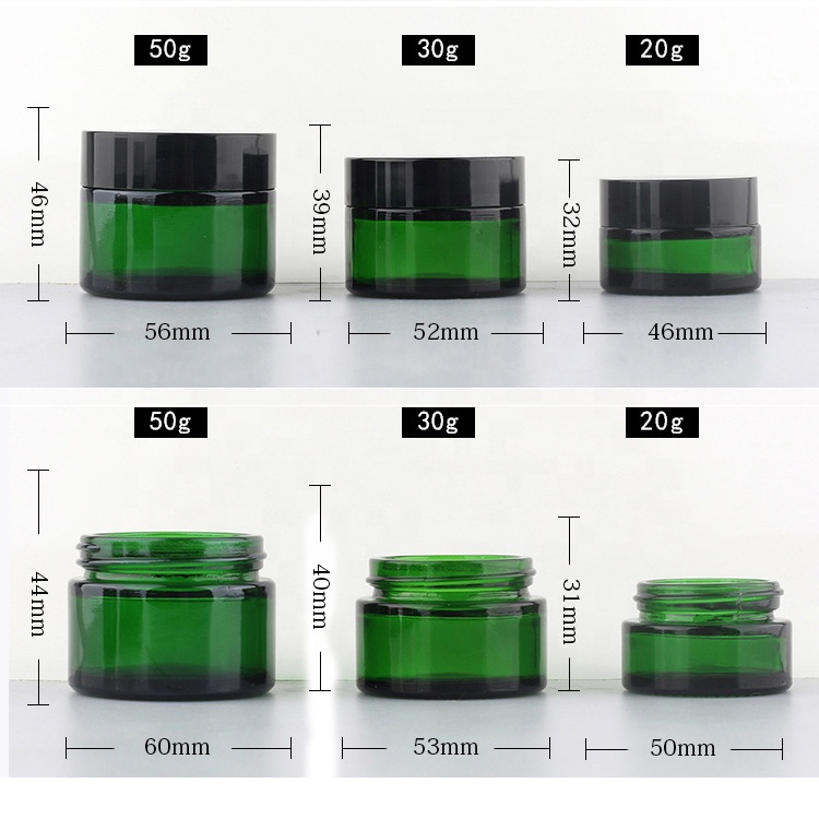 20g 30g 50g Facial Eye Green Small Cosmetic Cream Glass Bottles And Jars