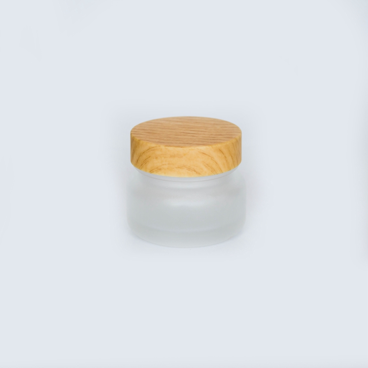 20g 30g 50g Glass Jars 4 oz Skin Care Round Customized Frosted Acrylic Cream Jar Packaging with Bamboo Wood Cover wholesale
