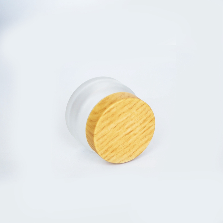 20g 30g 50g Glass Jars 4 oz Skin Care Round Customized Frosted Acrylic Cream Jar Packaging with Bamboo Wood Cover wholesale