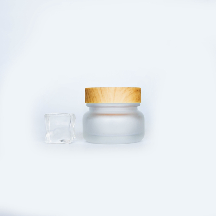 20g 30g 50g Glass Jars 4 oz Skin Care Round Customized Frosted Acrylic Cream Jar Packaging with Bamboo Wood Cover wholesale