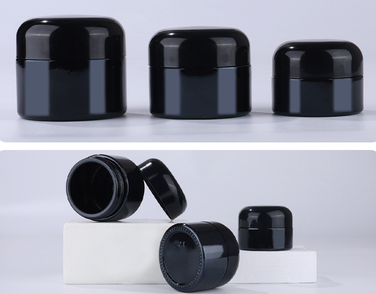 20g 30g 50g High quality black glass cream jar cosmetic traval can shading facial jar in stock