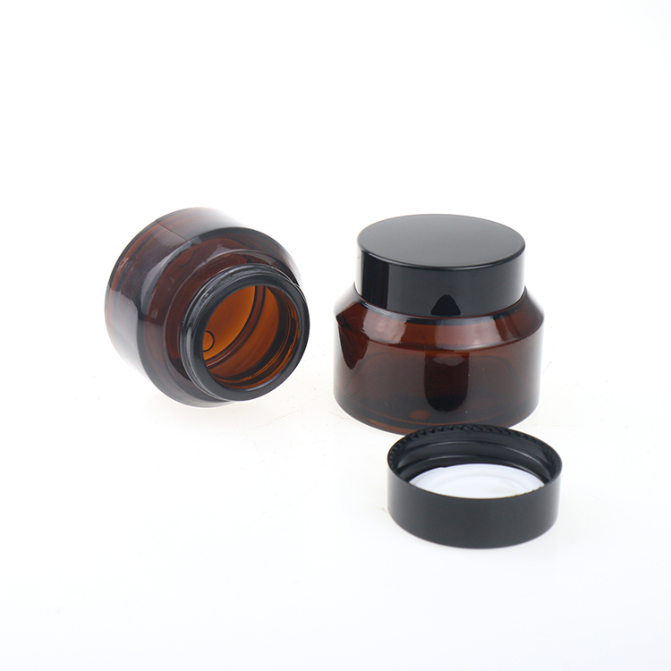 20g 30g 50g Matte Brown Black Slant Shoulder Glass Cosmetic Lotion Bottles Glass Luxury Cream Jar