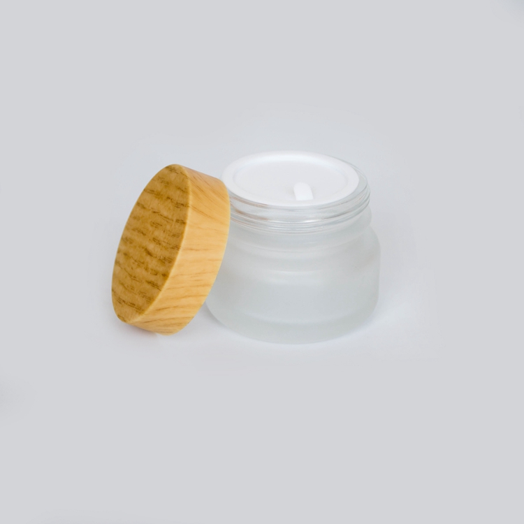 20g 30g 50g Small Clear Cream Jar Mini Transparent Cosmetic Sample Container Glass Jar for Face Cream with Bamboo Wooden Lids