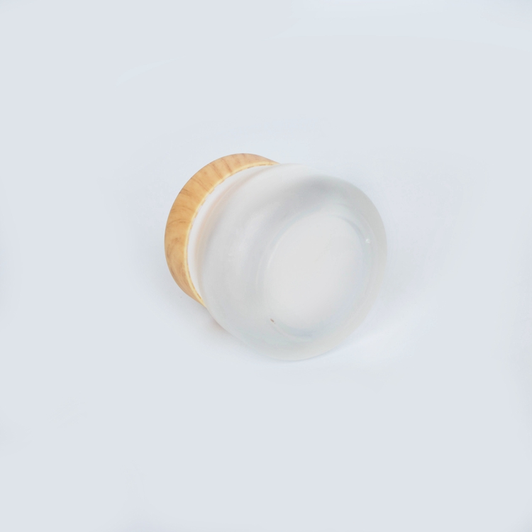 20g 30g 50g Small Clear Cream Jar Mini Transparent Cosmetic Sample Container Glass Jar for Face Cream with Bamboo Wooden Lids