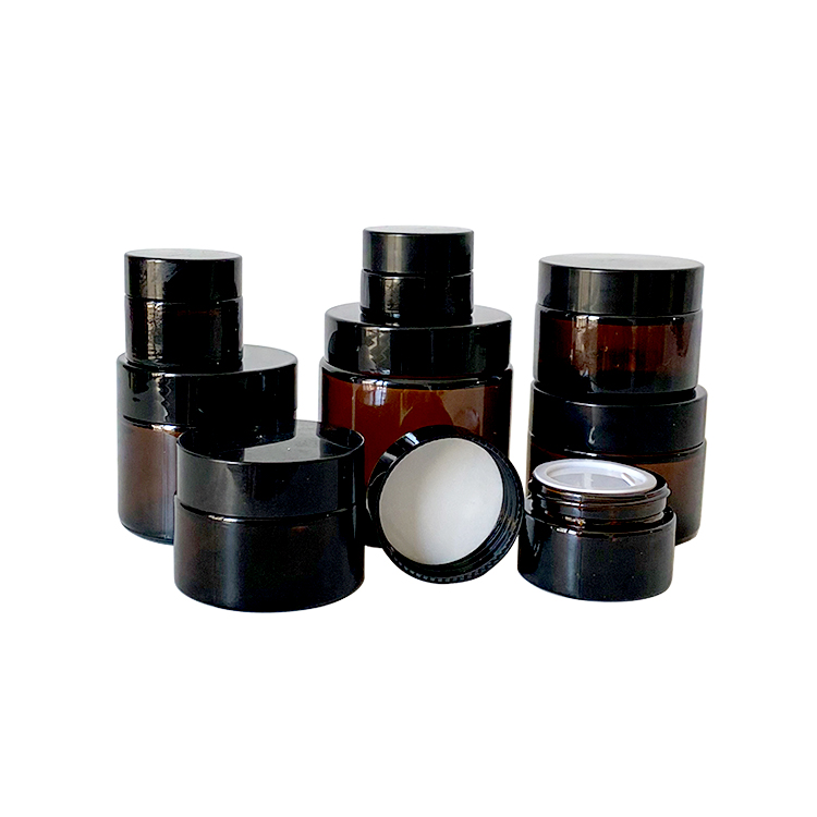 20g 30g 50g amber cosmetic recycled glass jar for cream