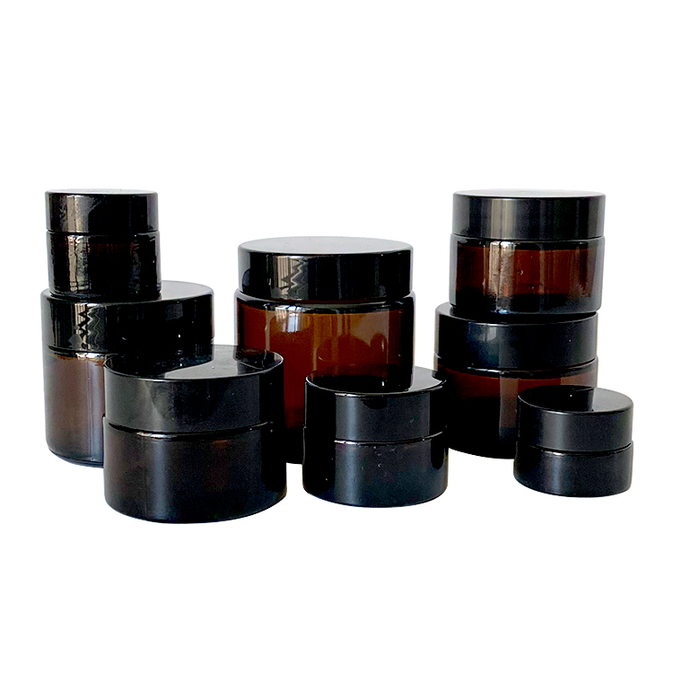 20g 30g 50g amber cosmetic recycled glass jar for cream