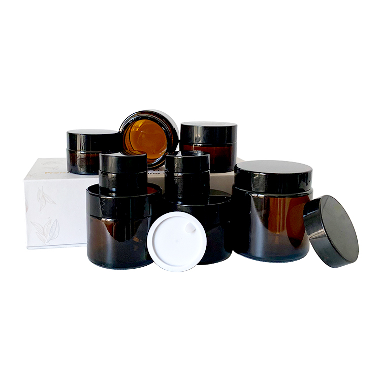20g 30g 50g amber cosmetic recycled glass jar for cream