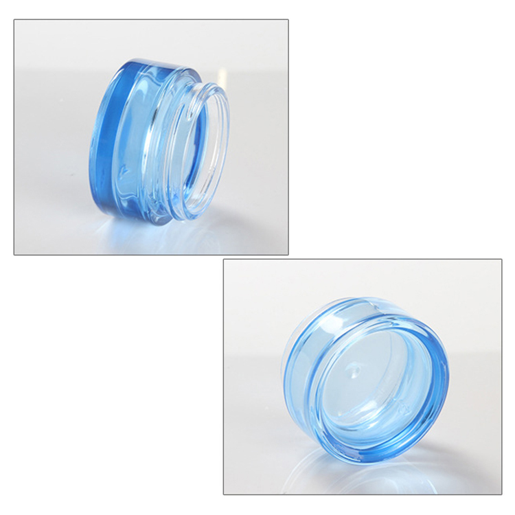 20g 30g 50g blue glass cosmetic cream jar with silver lid