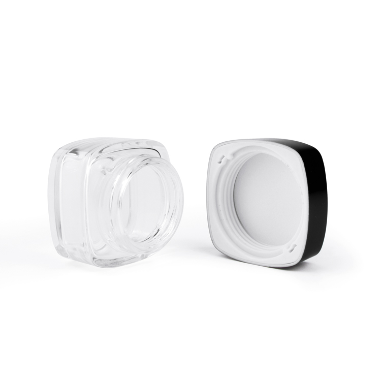 20g 30g 50g clear black lid glass square cosmetic cream jar