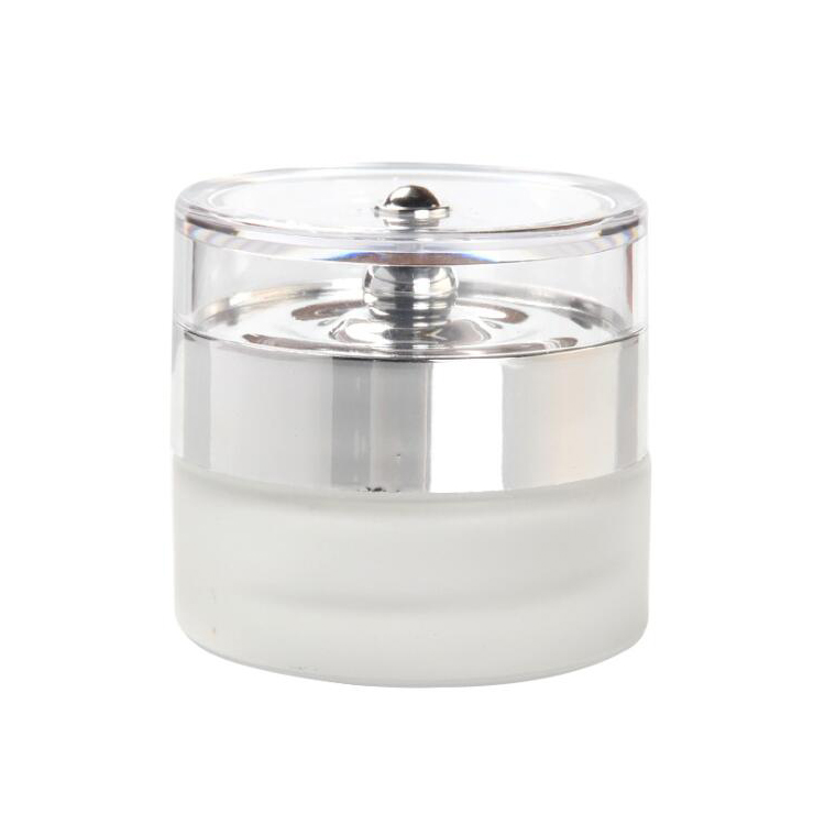 20g 30g 50g clear frosted glass cosmetic cream jar with silver lid