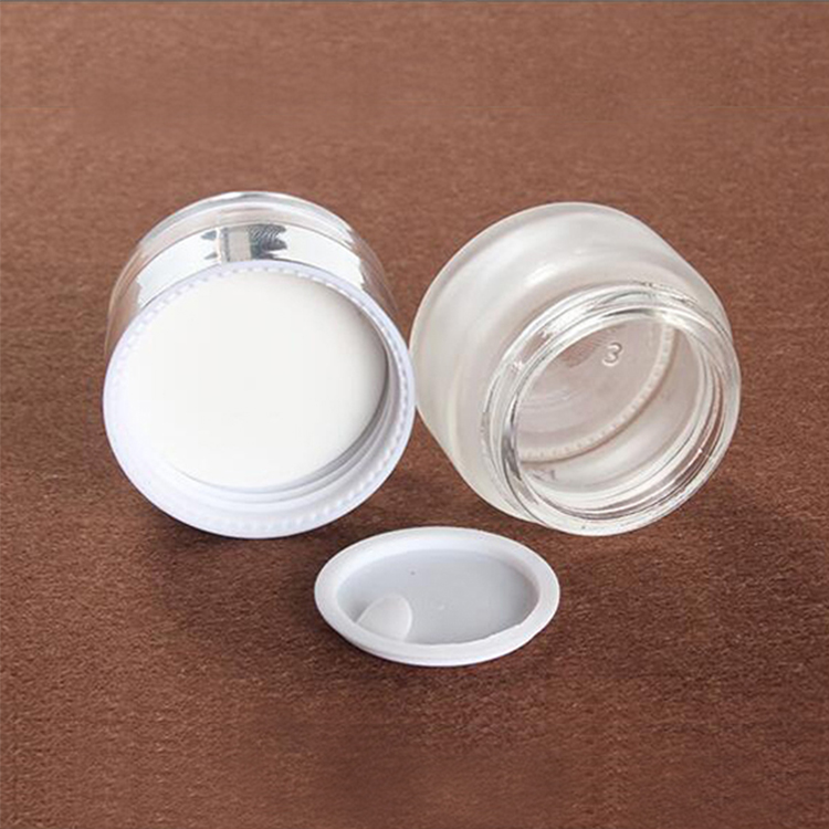 20g 30g 50g clear frosted glass cosmetic cream jar with silver lid