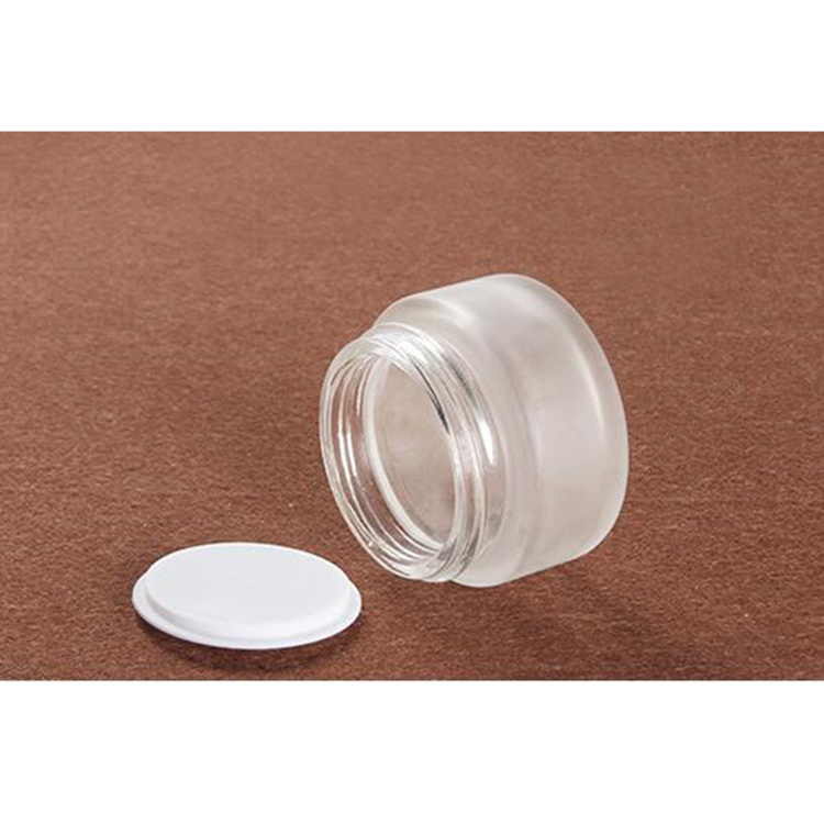 20g 30g 50g clear frosted glass cosmetic cream jar with silver lid