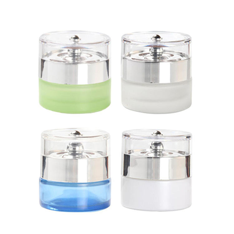 20g 30g 50g clear frosted glass cosmetic cream jar with silver lid
