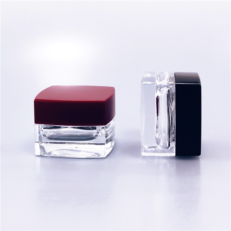 20g 30g 50g clear frosted glass squared cosmetic packaging skincare face eye cream jar with High-end gold gold lid wholesale