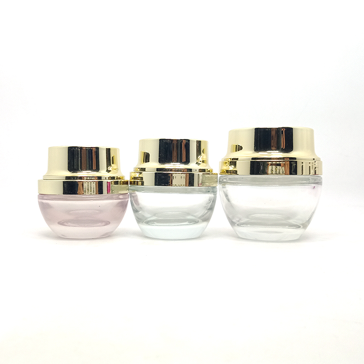 20g 30g 50g cosmetic container set clear cream jar with shiny gold cap for cosmetic packaging