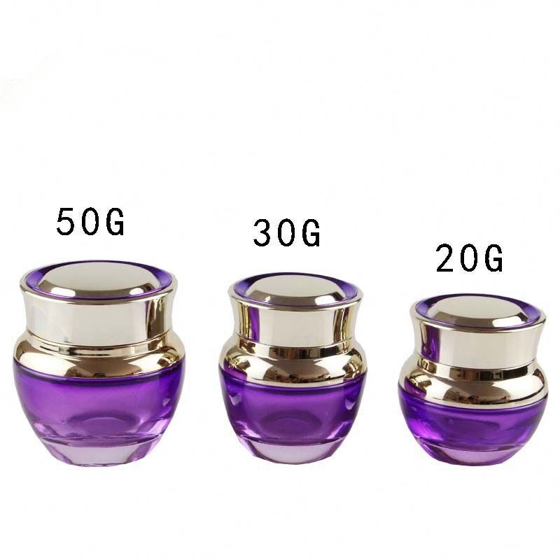 20g 30g 50g cosmetic frosted clear purple gold glass cream jar with plastic lid