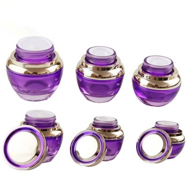 20g 30g 50g cosmetic frosted clear purple gold glass cream jar with plastic lid