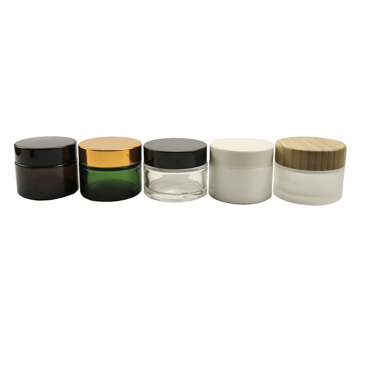20g, 30g, 50g dark green glass cosmetic cream container makeup jar with golden aluminum lid