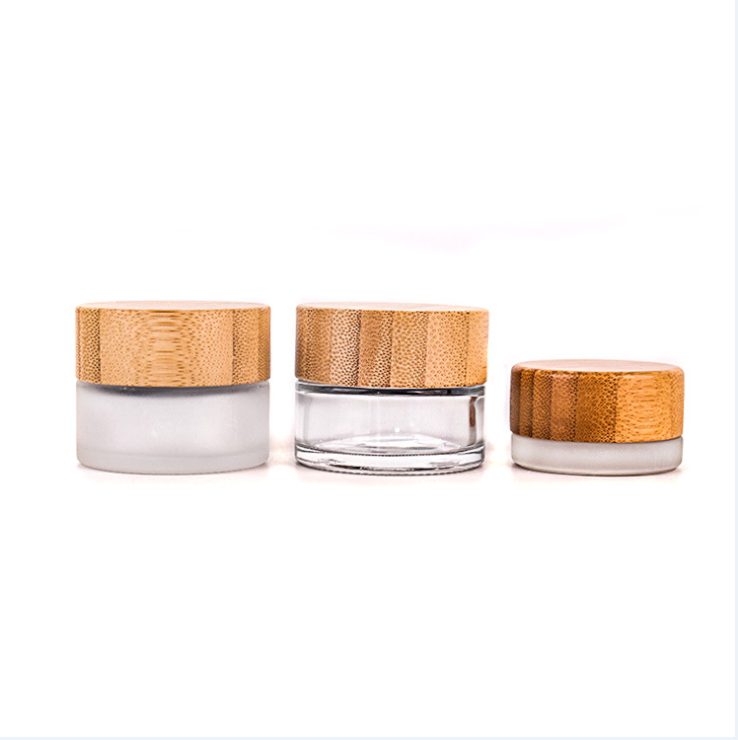 20g 30g 50g frosted glass jar/glass jar cosmetic/bamboo lid jar ! glass jar bamboo lid