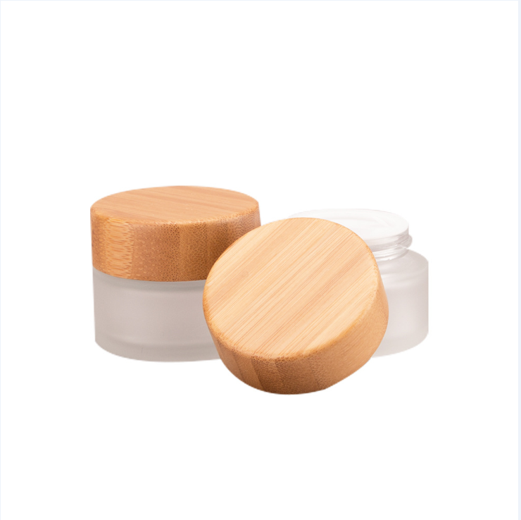 20g 30g 50g frosted glass jar/glass jar cosmetic/bamboo lid jar ! glass jar bamboo lid