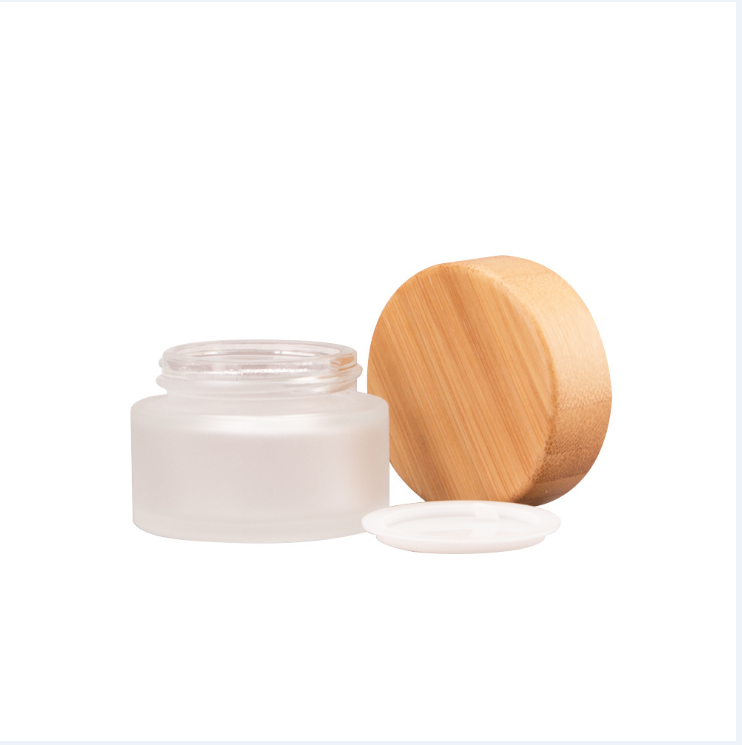 20g 30g 50g frosted glass jar/glass jar cosmetic/bamboo lid jar ! glass jar bamboo lid