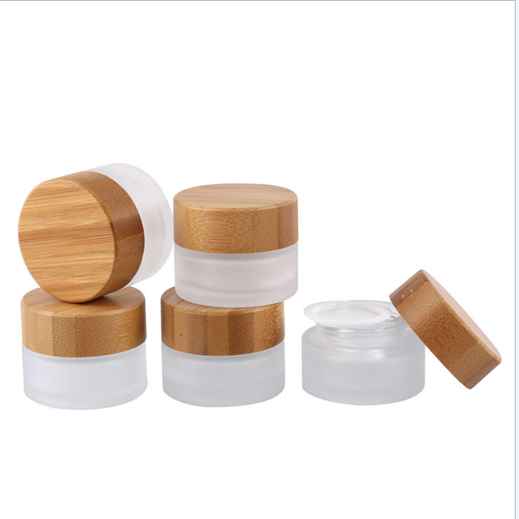 20g 30g 50g frosted glass jar/glass jar cosmetic/bamboo lid jar ! glass jar bamboo lid