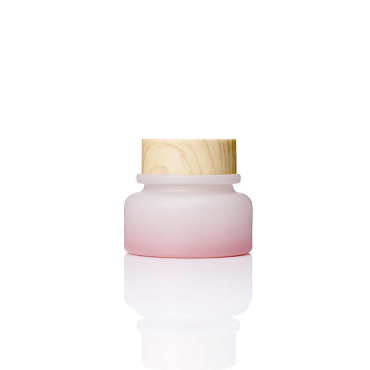 20g 30g 50g gradient pink glass jar with water transfer printing cap cosmetic glass cream jar