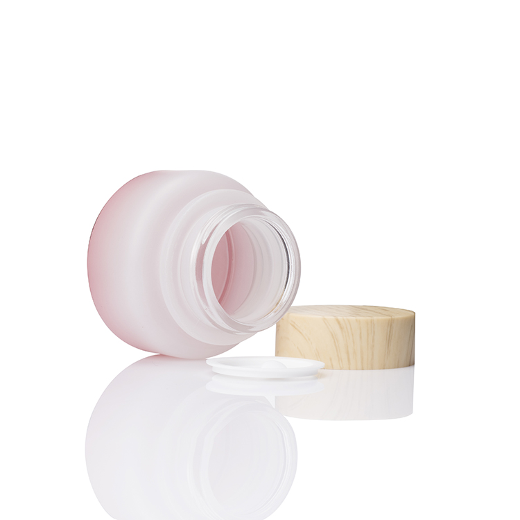 20g 30g 50g gradient pink glass jar with water transfer printing cap cosmetic glass cream jar