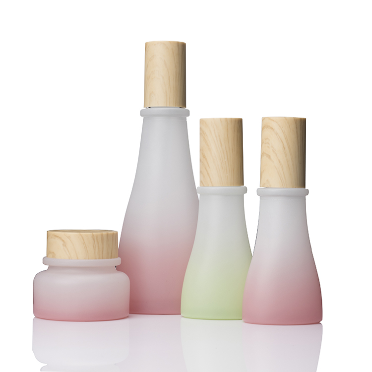 20g 30g 50g gradient pink glass jar with water transfer printing cap cosmetic glass cream jar