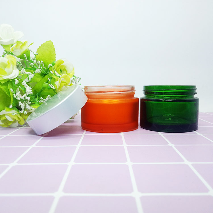 20g 30g 50g green and orange glass cosmetic container cream jar orange glass bottle for cosmetic packaging