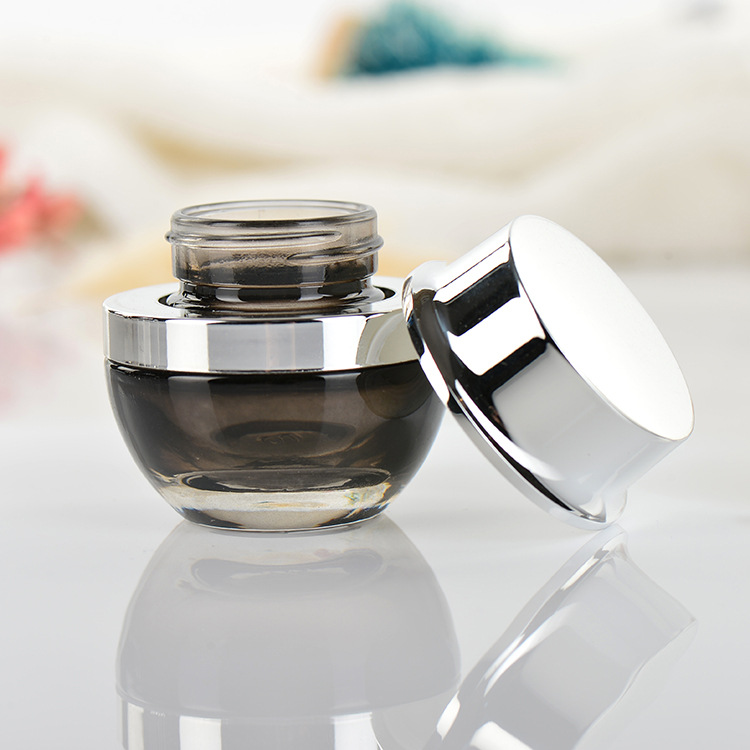 20g 30g 50g luxury cosmetic jar glass with gold or silver cap and inner gasket